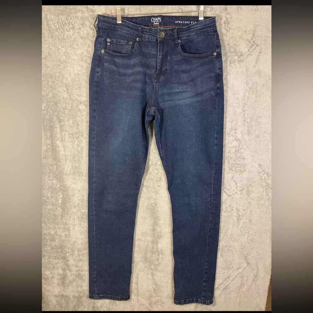 CHAPS Jeans Men Straight Fit Blue Cotton Denim Size 34 x 34